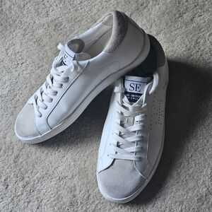 Sam Edelman SE 1980 White and Cream Women's Leather Sneakers